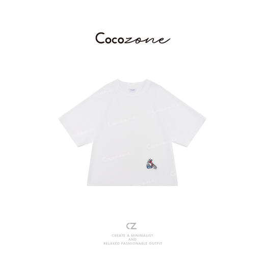 COCO ZONE刘一一 【100棉】简约刺绣图案圆领短袖T恤CD1A0567 商品图0
