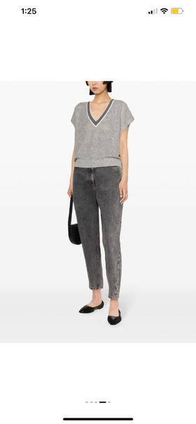 亚麻珠片背心。