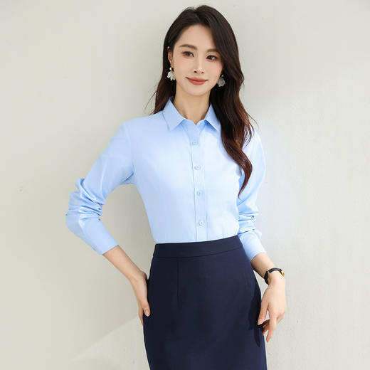 【棉混纺】罗蒙春秋长袖衬衫女士正装商务职业工装上班面试纯色衬衣女 商品图10