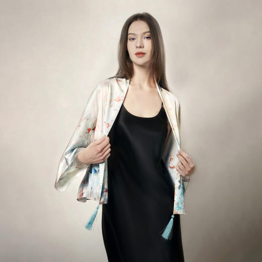 Soloseta22姆米真丝披肩外套上衣桑蚕丝印花丝巾2025秋冬新品送礼 商品图2