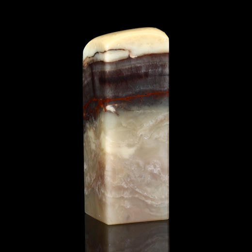 孤品016913：老挝石千层纹斜头方章品种石收藏-2.2*2.2*6.5cm 商品图1