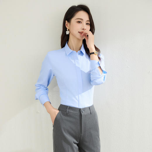 【弹力好穿】罗蒙春夏长袖衬衫女士商务正装通勤职业上班求职面试衬衣女上衣 商品图6