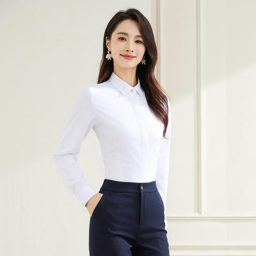 【弹力好穿】罗蒙春夏长袖衬衫女士商务正装通勤职业上班求职面试衬衣女上衣 商品图8
