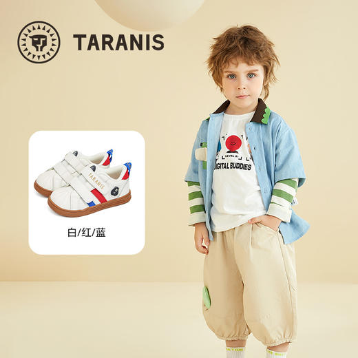泰兰尼斯宝宝学步鞋秋季新款男童鞋软底贝壳头板鞋女童休闲小白鞋 T02T5C6591 商品图1