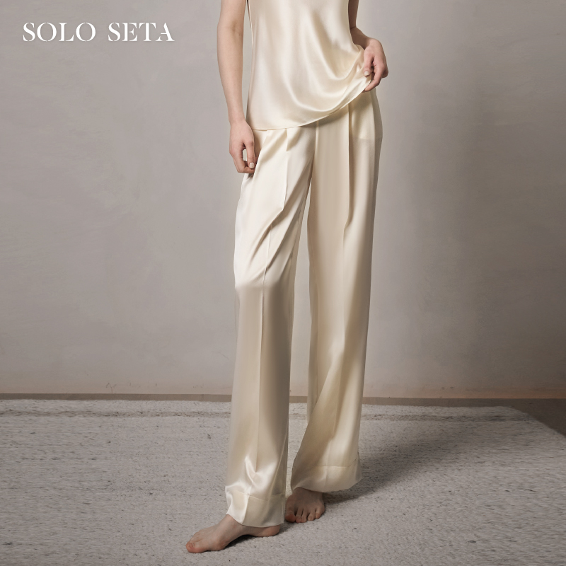 Solo seta22姆米重磅真丝睡裤女桑蚕丝家居长裤2025秋冬丝绸直筒
