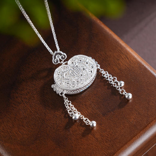 子佩集S990银【福气叠加】套链【QFTL013】纯银花丝珐琅彩蝴蝶流苏项链2505 商品图1