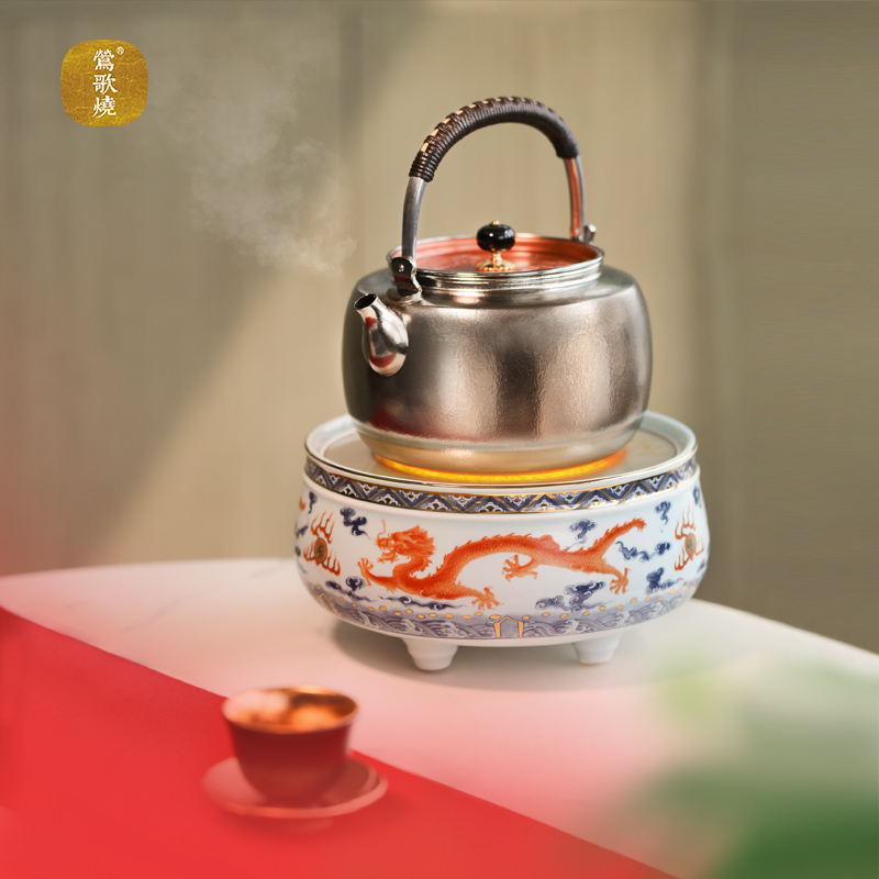 【莺歌烧旗舰店】青花龙纹福禄礼赠套装