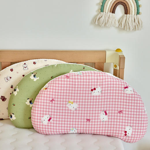 自然醒A类母婴级双感月牙硅胶儿童枕午睡枕气可拆洗宝宝枕芯凉感冰豆豆全棉双层纱枕头四季通用XK 商品图10