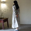 绽放旅行女装361朵/亚麻显瘦复古圆领塔克格纹宽松长款中袖连衣裙 商品缩略图2