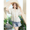 两三事幻梦花明2025夏季新款度假风刺绣提花泡泡袖绑带衬衫女宽松 商品缩略图1