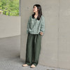 绽放旅行女装450朵/舒适百搭色织亚麻显瘦直筒裤休闲裤女透气吸湿 商品缩略图1