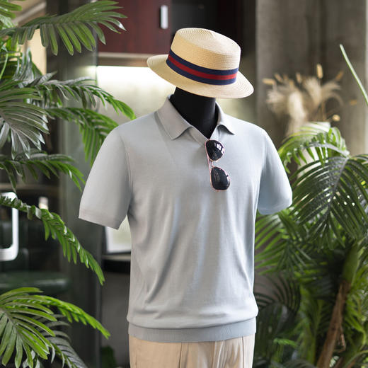 25年新款男士夏日绅士高级 丝棉V领polo/T恤衫 / 亨利衫短袖  三款多色可选 商品图8