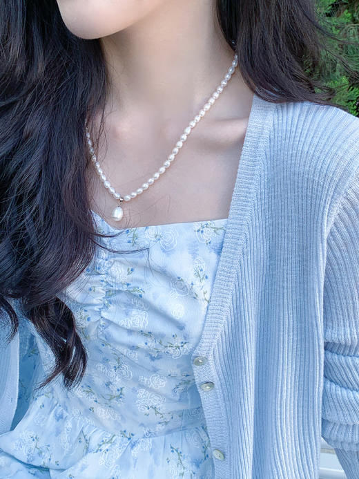 【百图lulu定制】【蓝星花吊带裙】清新蓝星花  玫瑰提花 后背打揽 肩带可调节 背心连衣裙 商品图6