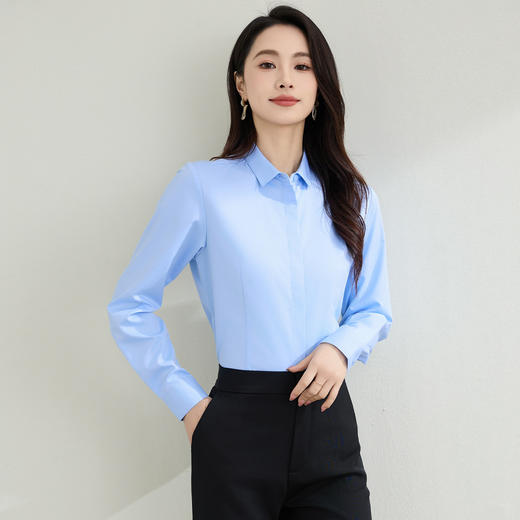【棉混纺 多色可选】罗蒙春秋棉质长袖衬衫女士商务正装职业通勤上班面试衬衣女上衣 商品图4