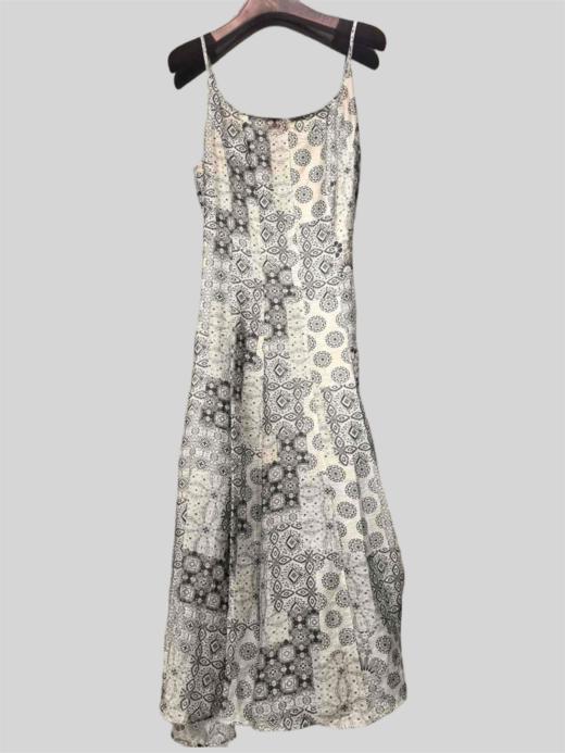 SZ2S123_漆黑色_连衣裙_春夏_细肩带吊带长款复古印花_高级女装_BERNIEELEN 伯妮斯茵 商品图0