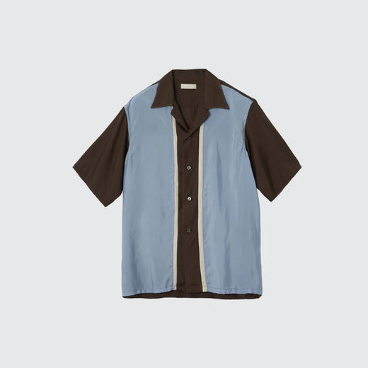 YOKE COLORBLOCK OPEN COLLAR SHIRT 混纺清凉感拼色休闲短袖衬衫 商品图2