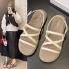 【19.9抢❗️露趾罗马凉鞋】夏季新款设计感满满，鞋底止滑不磨脚/柔软轻盈舒适，百搭沙滩平底鞋女外穿鞋子L 商品缩略图2