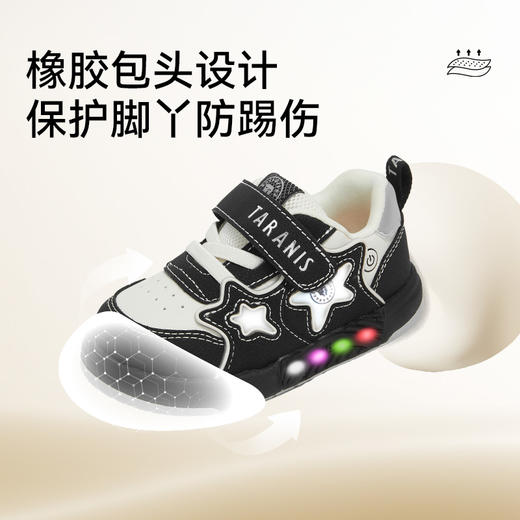 泰兰尼斯童鞋秋季新款男童学步鞋宝宝发光鞋女宝宝透气软底闪灯鞋 T02T5C6568 商品图2