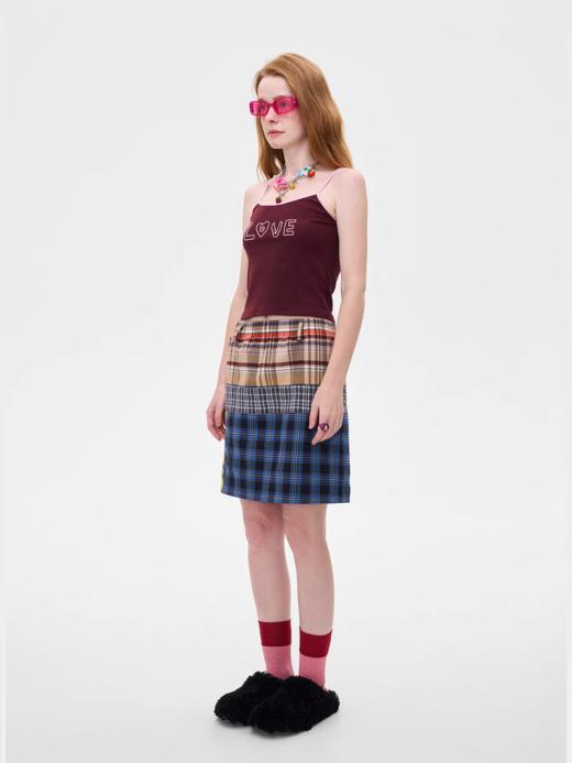 local tag/It24ssk18/格纹面料拼接重工时髦短裙 商品图2