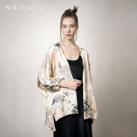 Soloseta22姆米女士真丝印花短袍桑蚕丝水墨国风披肩2025秋冬新款