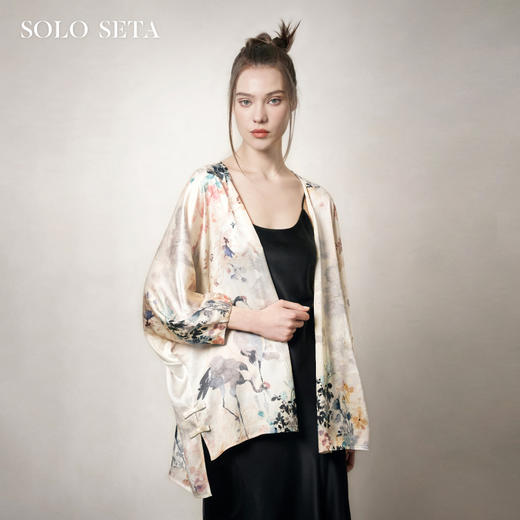 Soloseta22姆米女士真丝印花短袍桑蚕丝水墨国风披肩2025秋冬新款 商品图0