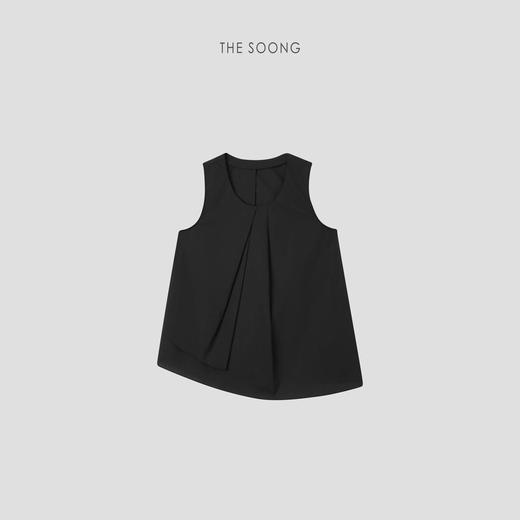 THESOONG"活力夏日"纯棉轻薄压褶不规则层次感无袖背心上衣HBBX7109 商品图0