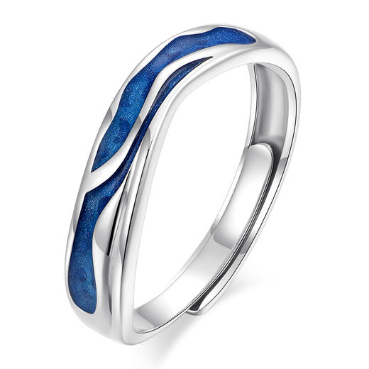 卡蒂罗/KADER 蓝海白鸽情侣对戒 梦幻克莱因蓝与和平鸽美好希冀开口可调节素圈一对 钟爱久久甜蜜饰爱显白配饰 商品图3