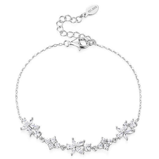 卡蒂罗/KADER 卡蒂罗KADER 漫漫桃花手链 经典满镶闪钻设计幸运紫藤花精致典雅闪耀吸睛可调节拼接链 甜美日常通勤百搭 925银 手链 女款 银色 礼盒 商品图1