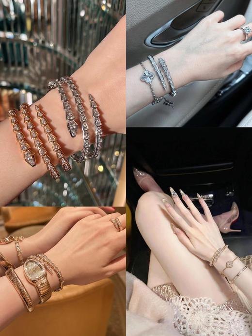 D061143以简约几何设计诠释蛇鳞的灵动魅力~灵蛇系列蛇骨满钻手镯 商品图5