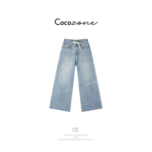 COCO ZONE 刘一一 “抽绳牛仔”100棉慵懒舒适牛仔裤CD1A0237 商品图2