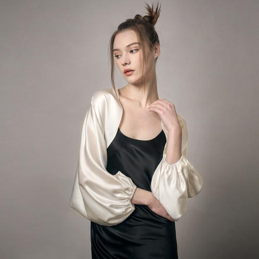 Solo seta22姆米真丝长袖披肩桑蚕丝防晒衣吊带裙外搭罩秋冬外套 商品图2