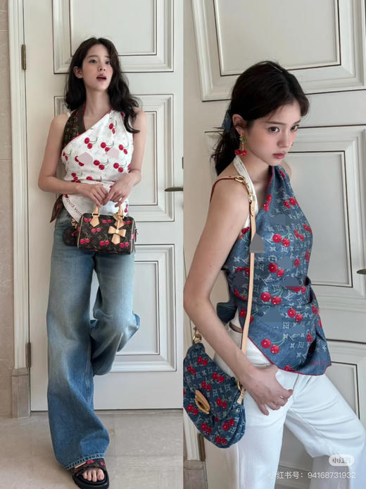 611-3 大爆款 欧阳娜娜 村上隆系列 樱桃 90*90方巾 真丝丝巾 商品图5