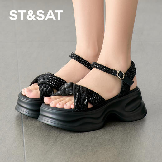 星期六暗夜星芒松糕厚底凉鞋SSD2115L5X 商品图1