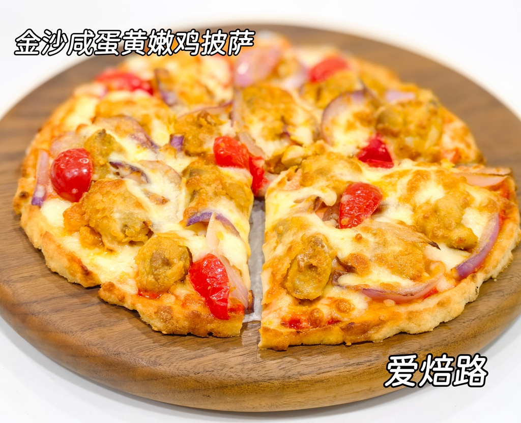 金沙咸蛋黄嫩鸡披萨 低碳生酮无麸质