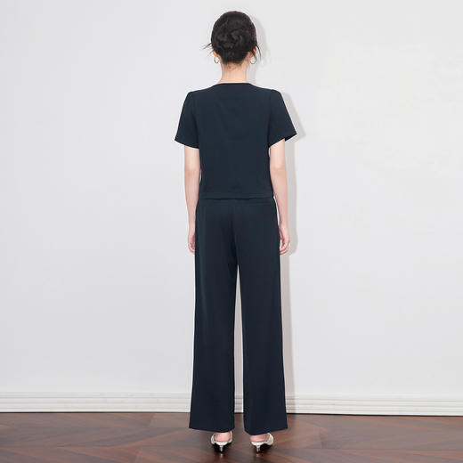 「高货wl」全新升级【铂金会员431/天猫579/差价148】(99124)洛诗琳夏季简约通勤V领短袖上衣通勤显瘦直筒裤两件套女 商品图2