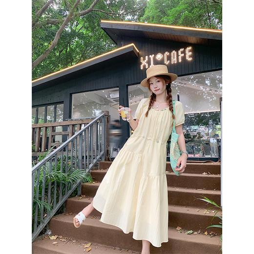 <曾小咸推荐>度假风方领绝美长款减龄连衣裙 商品图0