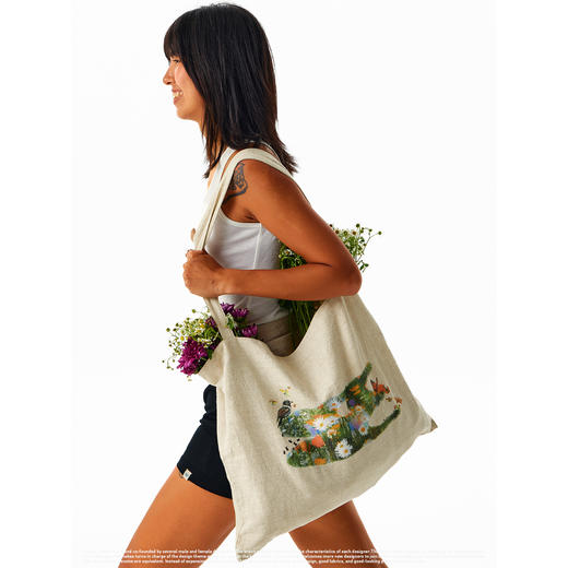 CryingCenter 3C花鸟大容量亚麻帆布袋  哭喊中心 商品图0