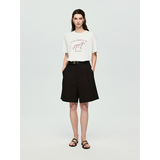 棉仓363601032初棉百搭趣味腊肠狗字母印花T恤 商品图2