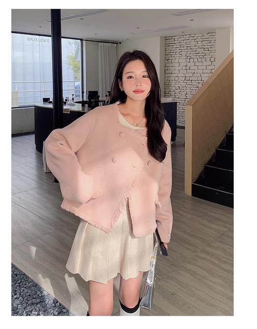 【YW】无忧购“”法式温柔风流苏小香双面呢大衣8804花边四粒扣（截单后3-5天发货） 商品图2