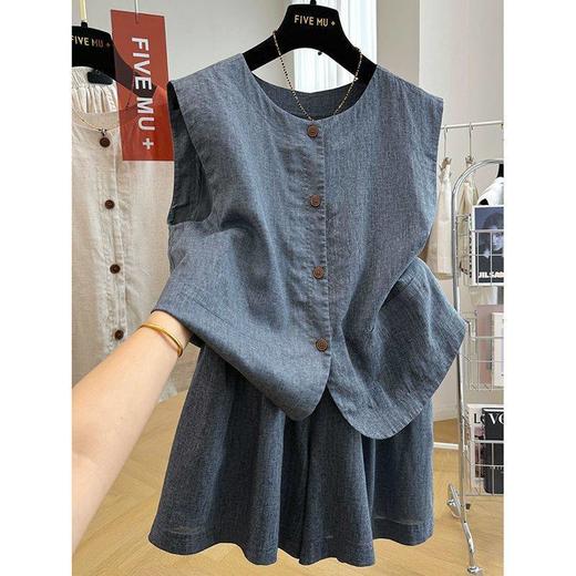 【流行夏装搭配一整套】大码盐系轻熟短款马甲背心短裤两件 时尚套装女 商品图6