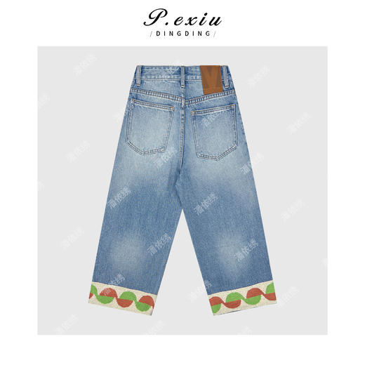 PanYiXiu/潘依绣莱赛尔天丝提花饰边高级感牛仔裤 D6869 商品图2