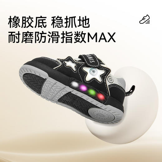 泰兰尼斯童鞋秋季新款男童学步鞋宝宝发光鞋女宝宝透气软底闪灯鞋 T02T5C6568 商品图3