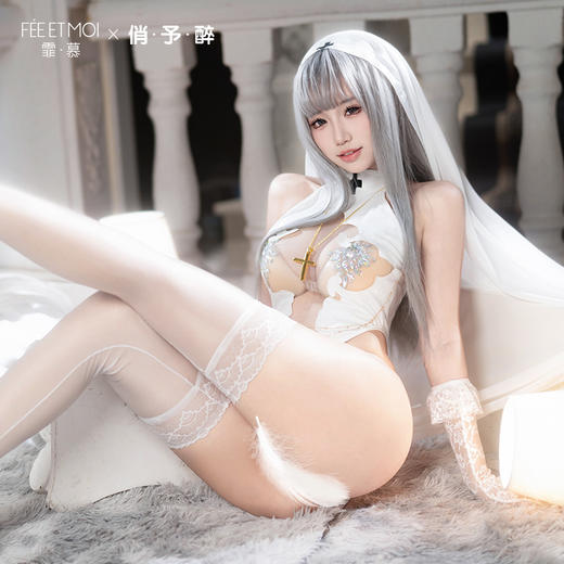 【情趣内衣】俏予醉×霏慕 纯洁圣女露胸裸臀连体ZY-Q12【限价159】（控价品联系负责人备案） 商品图5