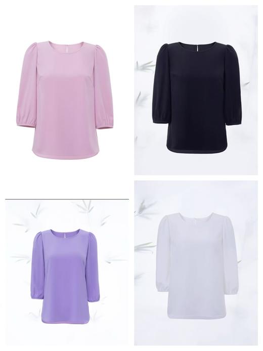 4F 育贤坊七分袖雪纺圆领衫 商品图0