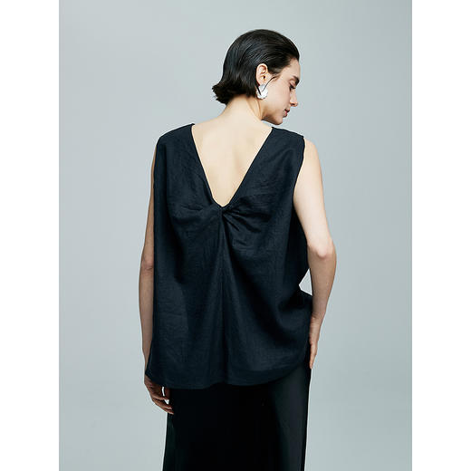 棉仓363604003初棉亚麻扭结扭结立体裁剪无袖背心 商品图2