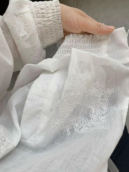 日光岛屿连帽蕾丝绣花防晒轻薄白色小斗篷帽衫 商品图11