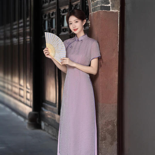 紫色旗袍新中式，改良年轻款QMR25014 商品图3