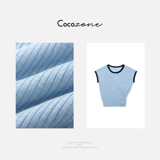 COCO ZONE 刘一一 圆领简约斜扭纹路显瘦毛织上衣CD1A0971 商品图5