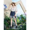 两三事梵高文艺星辰密语2025夏新款毛边裤脚口渐变刺绣牛仔裤女 商品缩略图2