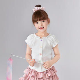笛莎Deesha 童装女童甜美木耳边T恤